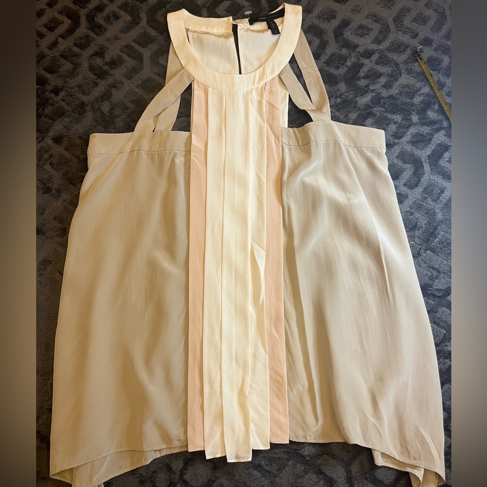 BCBGMaxAzria Cream Halter Blouse with Pale Peach Accents